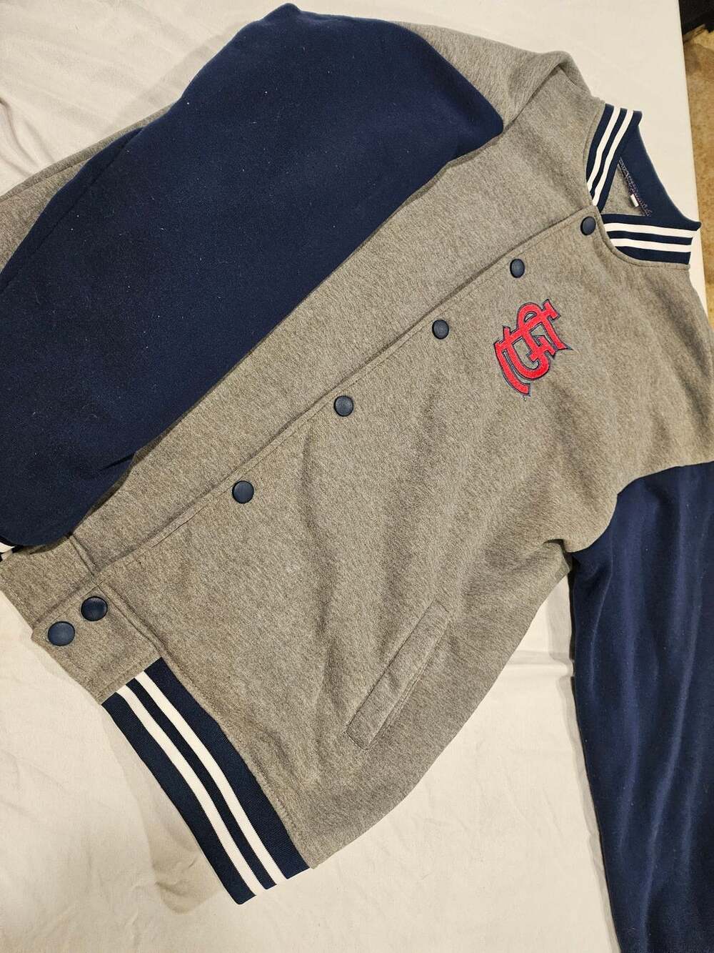 St. Louis Cardinals Varsity Jacket XXL Gray Navy Snap Up